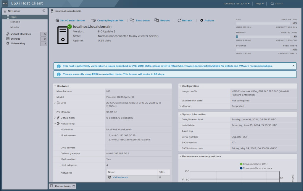 داشبورد esxi8 - تاد سرور